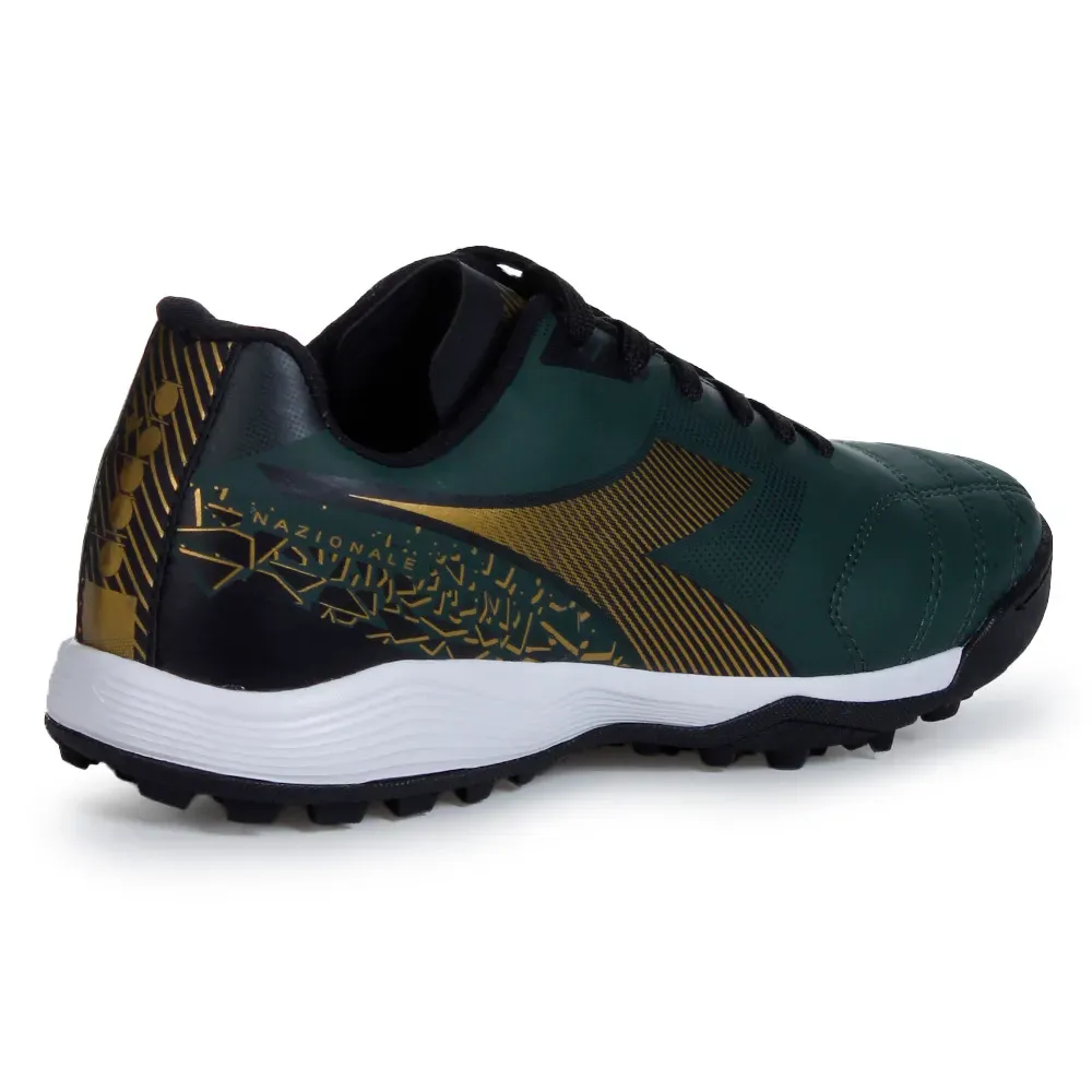Tênis society Diadora Nazionale Elite masculino verde vista traseira com detalhes dourados
